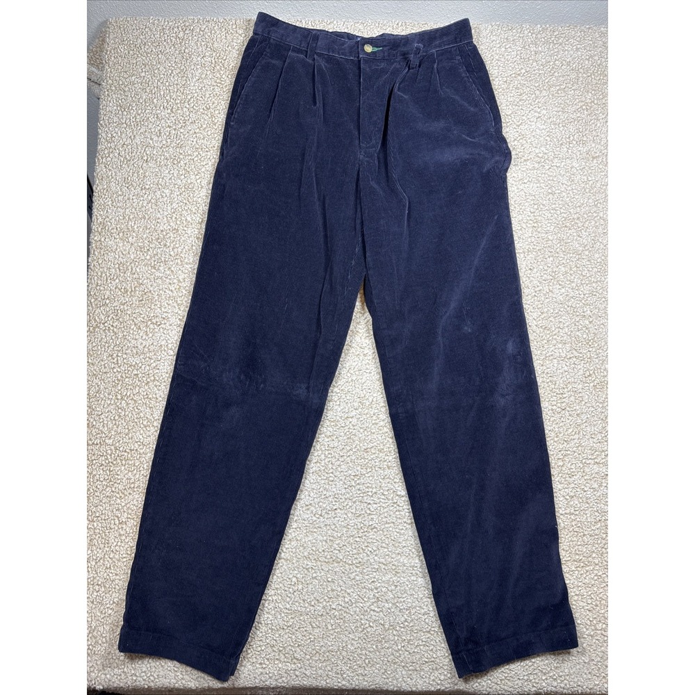 VTG Tommy Hilfiger Corduroy Y2K 90s Men's Pants Navy Blue BAGGY Size 34x35